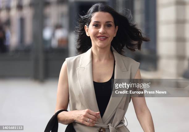 The leader of Cs, Ines Arrimadas, on her arrival at a plenary session, at the Congress of Deputies, on June 8 in Madrid, Spain. Today's plenary...