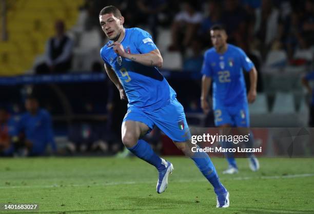 Andrea Belotti of Italy in action during the UEFA Nations League League A Group 3 match between Italy and Hungary at Stadium Dino Manuzzi on June 07,...