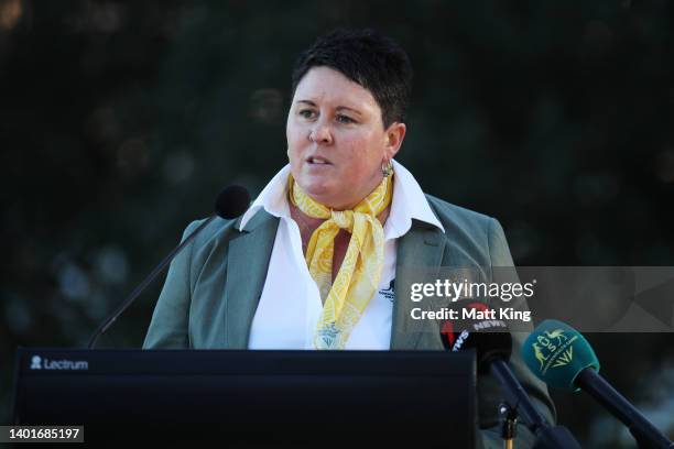 Commonwealth Games Australia Team Chef de Mission Petria Thomas speaks during the 50 Days To Go Celebration & Unveiling Of 2022 Commonwealth Games...