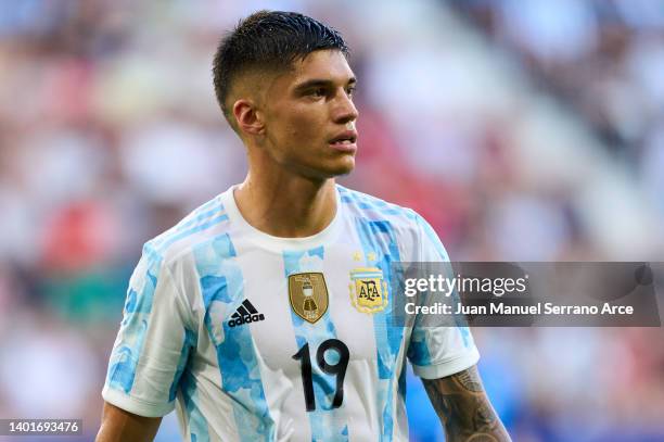 Carlos Joaquin Correa of Argentina looks on during the international friendly match between Argentina and Estonia at Estadio El Sadar on June 05,...