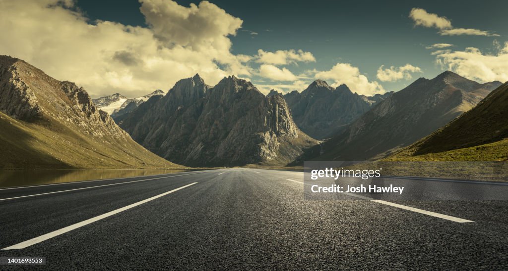 Outdoor asphalt road