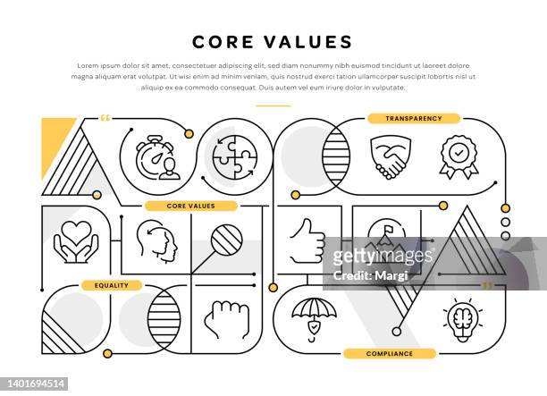 core values infographic template design - moral compass stock illustrations