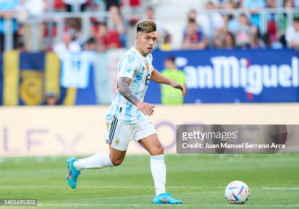 Lisandro Martinez of Argentina in action during the international friendly match between Argentina and Estonia at Estadio El Sadar on June 05, 2022...