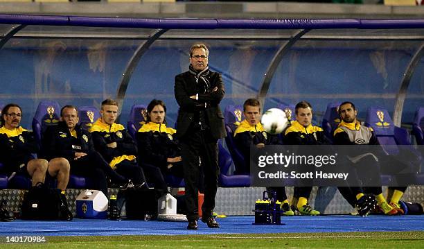 Sweden manager Erik Hamren during the International Friendly between Croatia and Sweden on February 29, 2012 in Zagreb, Croatia.