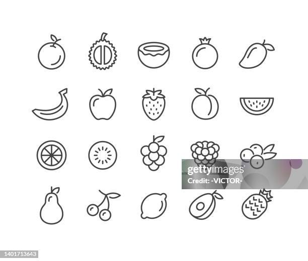 fruit icons set - classic line series - mango fruit 幅插畫檔、美工圖案、卡通及圖標