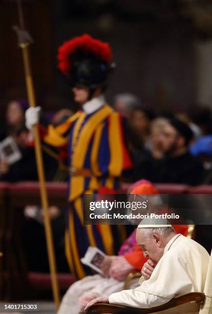 Pope Francis participates in the Holy Mass of Pentecost celebrated by Cardinal Giovanni Battista Re, Dean of the College of Cardinals, in St. Peter's...