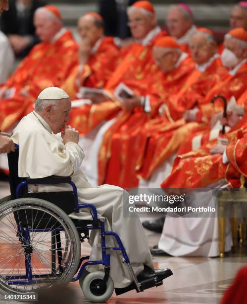 Pope Francis participates in the Holy Mass of Pentecost celebrated by Cardinal Giovanni Battista Re, Dean of the College of Cardinals, in St. Peter's...