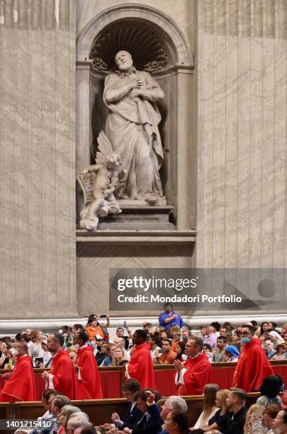 Pope Francis participates in the Holy Mass of Pentecost celebrated by Cardinal Giovanni Battista Re, Dean of the College of Cardinals, in St. Peter's...