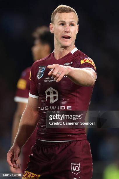 Daly Cherry-Evans of the Maroons during game one of the 2022 State of Origin series between the New South Wales Blues and the Queensland Maroons at...