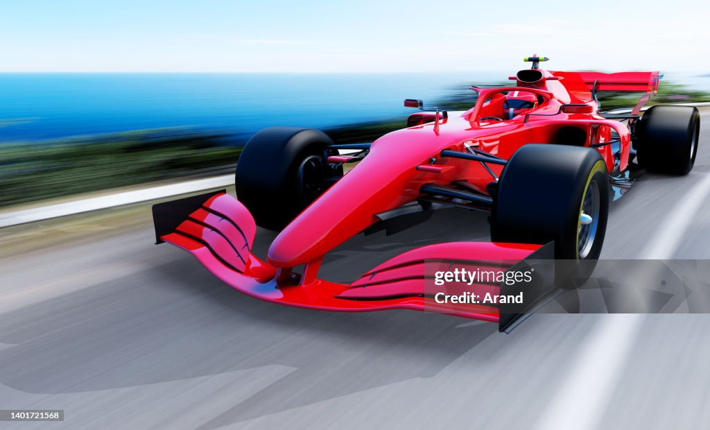 Car Red Racing Road Red Race Car Driving On A Race Track High-Res Stock Photo - Getty Images