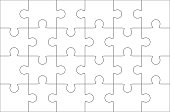 Jigsaw puzzle blank 6x4 elements, twenty four vector pieces.