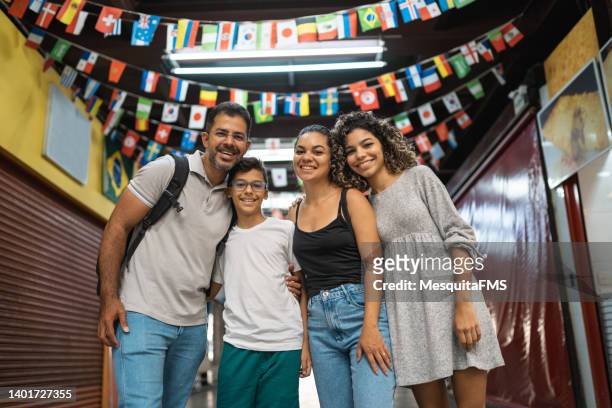 family at the são paulo municipal market - brazil global tour stock pictures, royalty-free photos & images