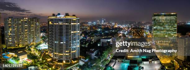 an aerial view of orion mall and  world trade center, bangalore, india - monument india stock pictures, royalty-free photos & images