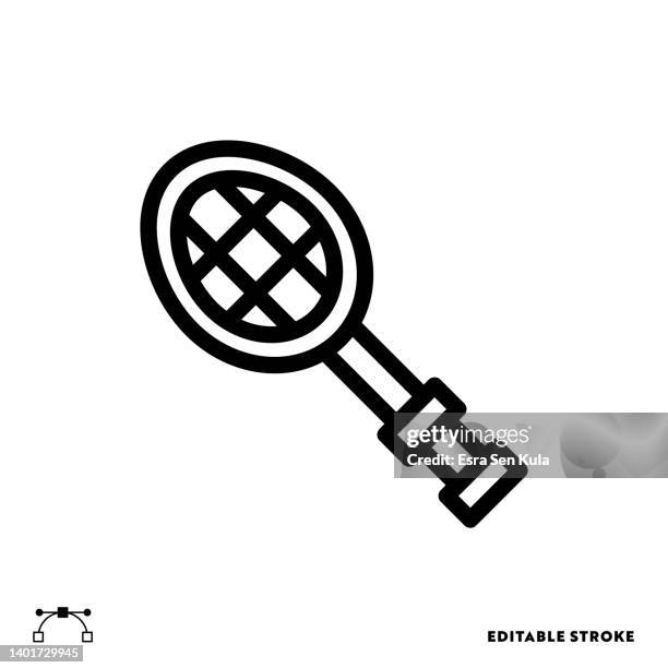 tennis racket line icon design with editable stroke. suitable for web page, mobile app, ui, ux and gui design. - tennis net white background stock illustrations