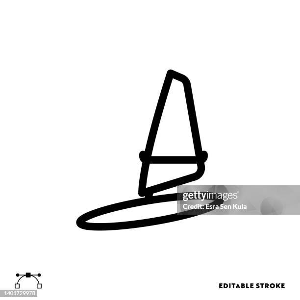 wind surf line icon design mit editierbarem strich. geeignet für webseiten-, mobile app-, ui-, ux- und gui-design. - windsurfbrett stock-grafiken, -clipart, -cartoons und -symbole