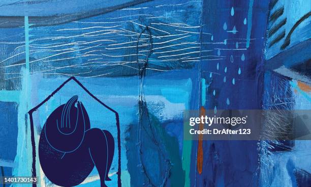 stockillustraties, clipart, cartoons en iconen met woman feeling trapped in life - eenzaamheid