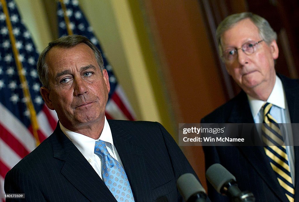 Boehner And McConnell Address The Media At The Capitol