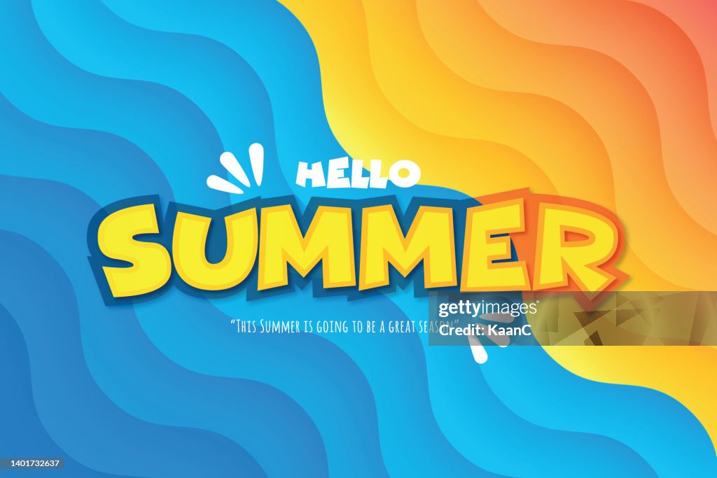 Summer lettering. Beach and sea. Lettering composition of Summer Vacation on abstract background vector stock illustration