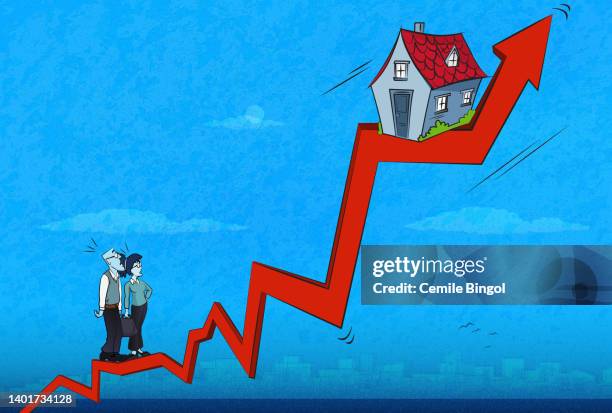 stockillustraties, clipart, cartoons en iconen met rising house prices - mortgage