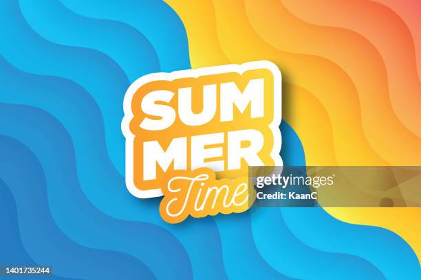 summer lettering. beach and sea. lettering composition of summer vacation on abstract background vector stock illustration - summer vacation logo stock illustrations
