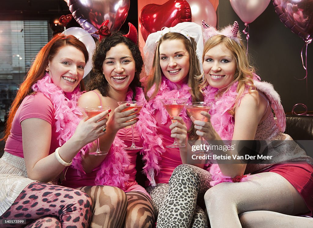 Portrait of women at hen night party.