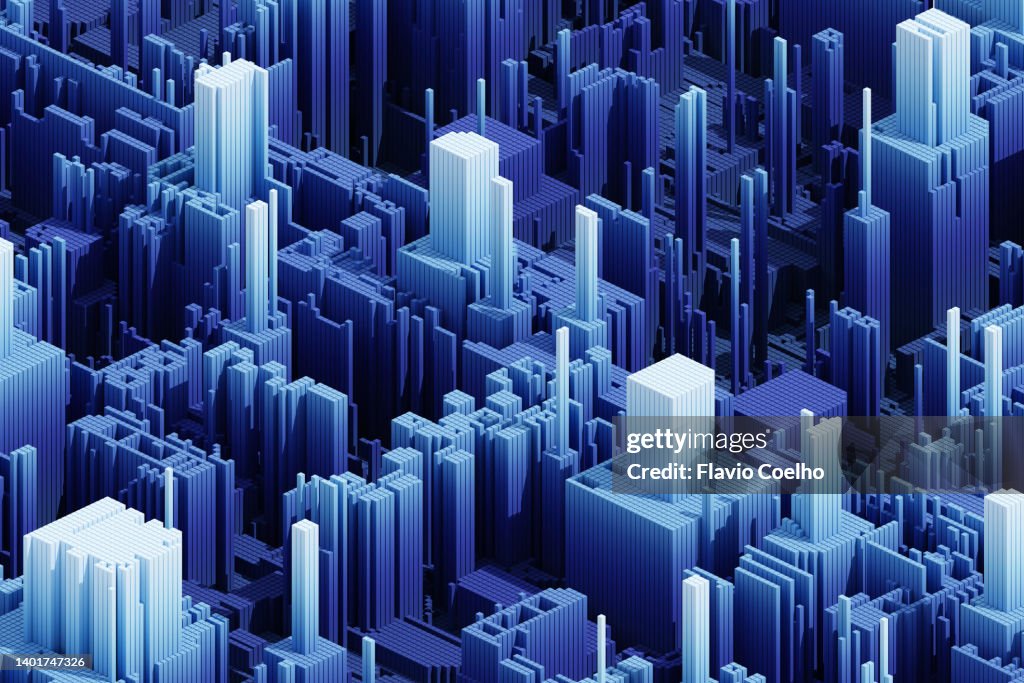 Blue cityscape abstract background