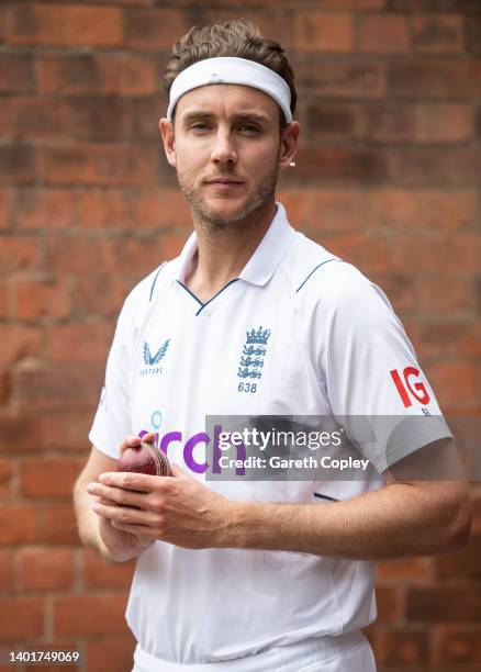 England bowler Stuart Broad poses for a portrait at Trent Bridge on June 08, 2022 in Nottingham, England.