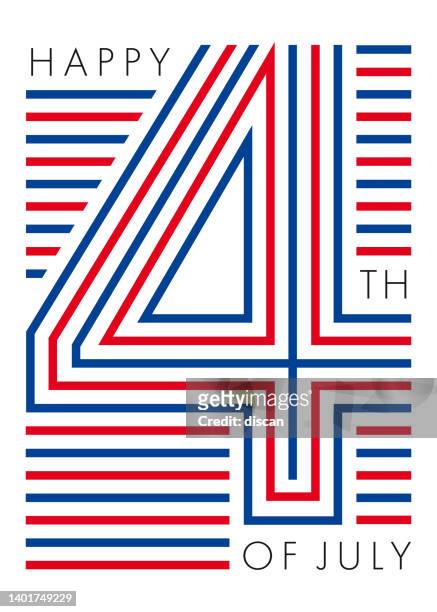 happy fourth of july - united stated independence day greeting. - striped font stock illustrations