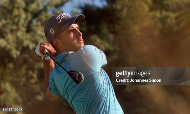 Bradley Neil of Scotland in action at tee 1 during day four of the D+D REAL Czech Challenge at Golf & Spa Kuneticka Hora on June 05, 2022 in Hradec...