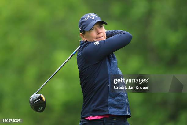 Annika Sorenstam of Sweden in action during a practice round prior to the Volvo Car Scandinavian Mixed Hosted by Henrik & Annika at Halmstad Golf...