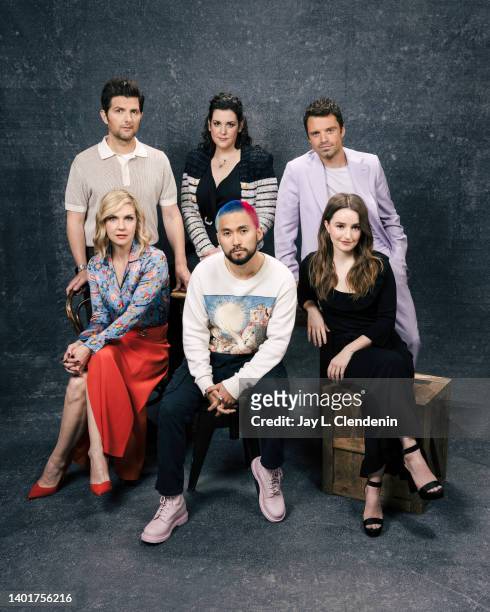 Actors Adam Scott, Melanie Lynskey, Sebastian Stan, Rhea Seehorn, Jin Ha and Kaitlyn Dever are photographed for Los Angeles Times on April 30, 2022...