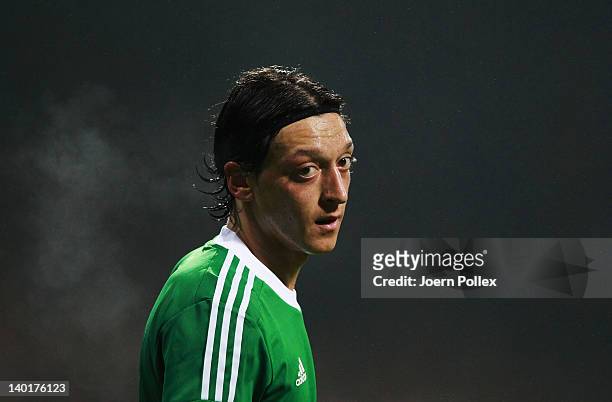 Mesut Oezil of Germany is seen during the International friendly match between Germany and France at Weser Stadium on February 29, 2012 in Bremen,...