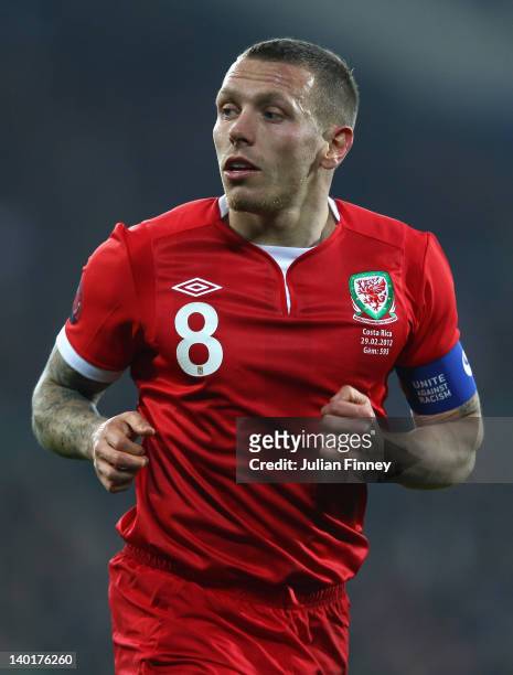Craig Bellamy of Wales looks on during the Gary Speed Memorial International Match between Wales and Costa Rica at the Cardiff City Stadium on...