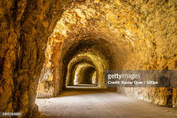 empty tunnel,embassament de terradets,lleida,spain - túnel stock pictures, royalty-free photos & images