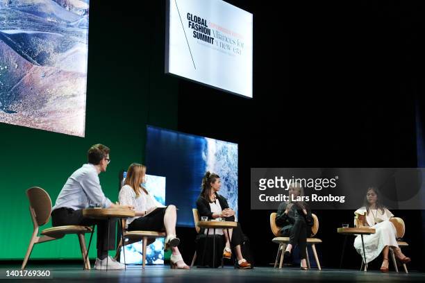 Moderator Patrick Frick, Margot Wood, Kristen Nutall, Jocelyn Wilkinson and Xiye Bastida speak at the ‘Science-Based Targets for Nature’ panel...