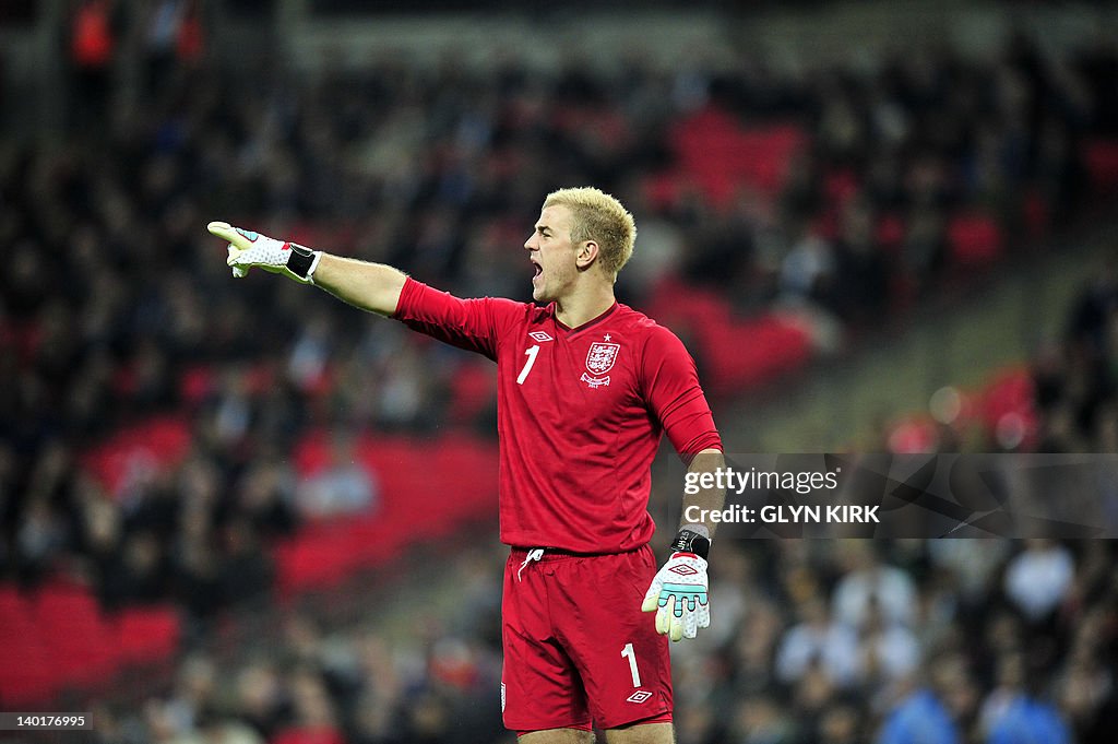 Joe Hart of England gestures during the