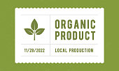Organic product tag. Eco, Bio label    vintage packaging design. Recycle label, tag, sticker design for packaging. Old label template. Vector illustration