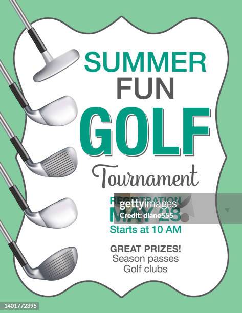 summer fun golf invite template in shades of green - golf flyer stock illustrations