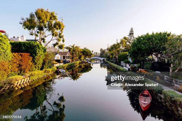 venice canals residential district in los angeles, california, usa - la waterfront stock pictures, royalty-free photos & images