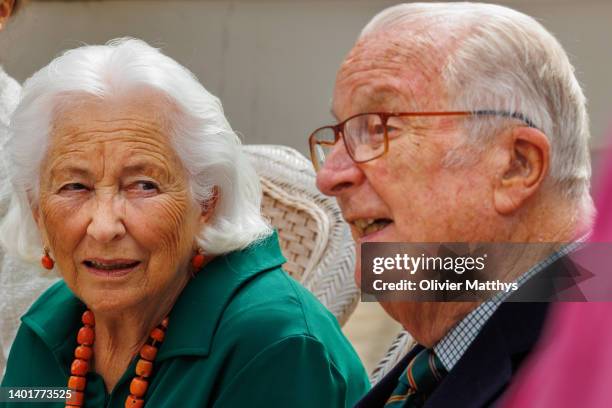 Queen Paola and King Albert II of Belgium attend the presentation of the Queen Paola Prize for Education 2021-2022 on June 8, 2022 in the Royal...