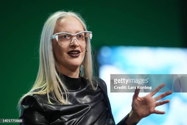 Leanne Elliott Young speaks during the panel talk ‘Metaverse Impact + Decentralized Futures’ during Day Two of the Global Fashion Summit: Copenhagen...
