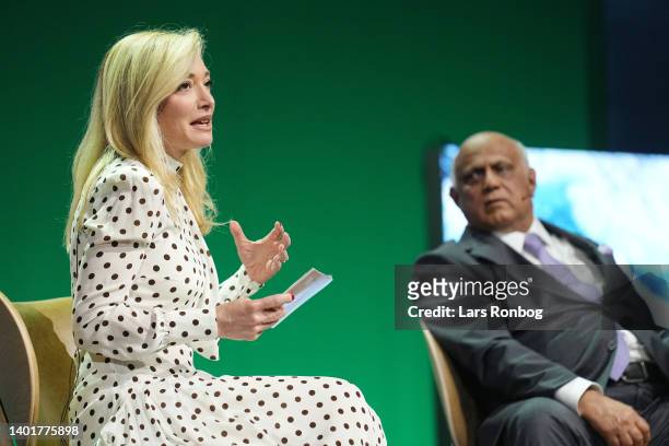 Moderator and Global Fashion Agenda CEO Federica Marchionnni and Syed Naved Hussain speaks during the panel talk ‘The Value Chain Representation...