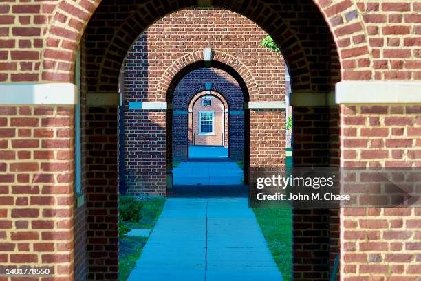 historic fairfax courthouse archways - keystone stock pictures, royalty-free photos & images