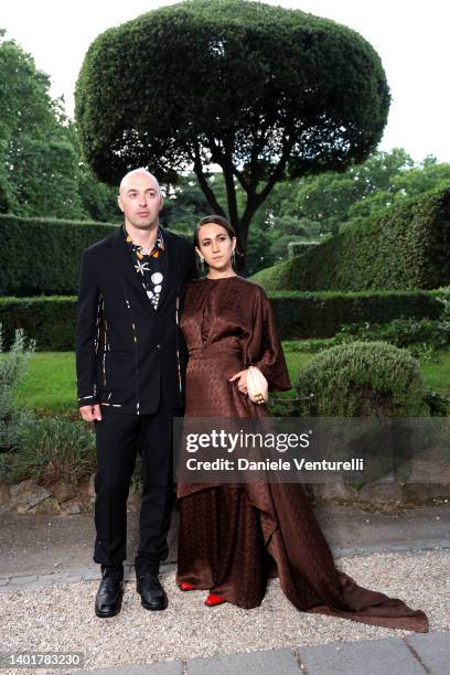 Nico Vascellari and Delfina Delettrez Fendi attend the McKim Medal Gala 2022 on June 08, 2022 in Rome, Italy.