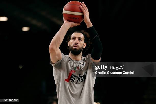 Tornike Shengelia of Virtus Segafredo Bologna prior to the LBA Lega Basket Serie A Playoffs Final Game One match between Virtus Segafredo Bologna and...