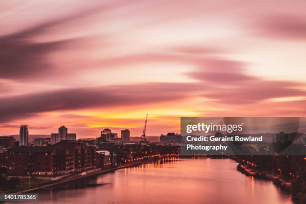 welsh summer sunset - cardiff bay stock pictures, royalty-free photos & images