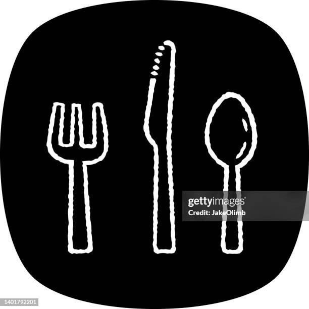 ilustrações de stock, clip art, desenhos animados e ícones de silverware doodle 3 - faca de manteiga