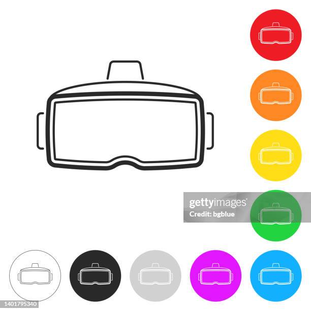virtual reality headset - vr. icon on colorful buttons - round eyeglasses clip art stock illustrations