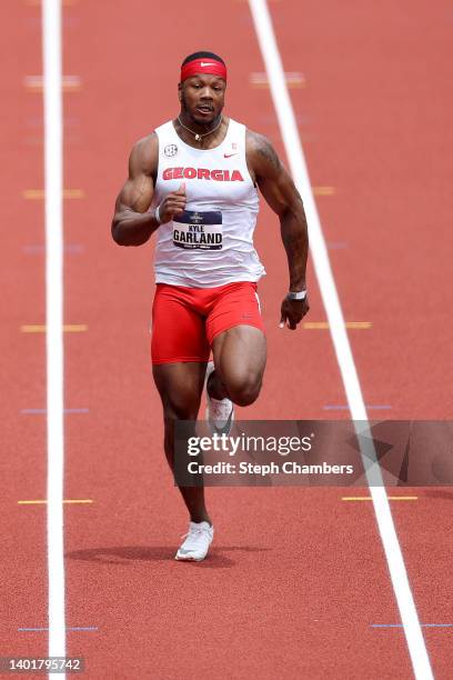 Kyle Garland of Georgia competes in the decathlon 100 meter dash during the Division I Men's and Women's Outdoor Track & Field Championships at...