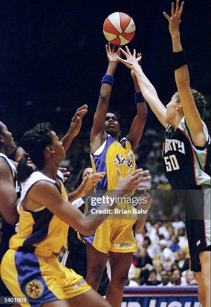 Penny Toler of the Los Angeles Sparks in action during a game against the New York Liberty at the Great Western Forum in Inglewood, California. The...